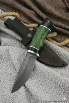 Нож Гепард х12мф черный граб стабилизированная карельская береза (зеленая)