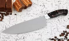 Кухонный нож Шеф № 13 сталь 95Х18 рукоять акрил коричневый