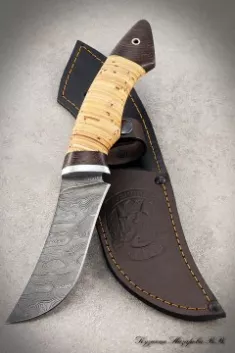 Нож Омуль дамаск береста