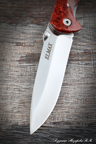 Нож складной Корвет сталь Elmax рукоять красный акрил