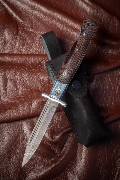 Нож складной (кортик) "СССР" сталь дамаск рукоять венге