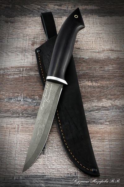 Нож Касатка малая филейный булат черный граб (надпись)