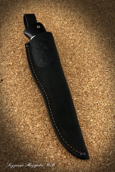 Нож Вепрь булат черный граб стабилизированная карельская береза (коричневая)(надпись)