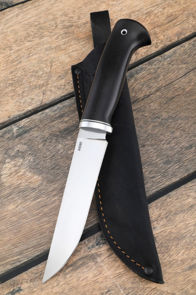 Нож охотничий "Засапожный" сталь N690 рукоять черный граб