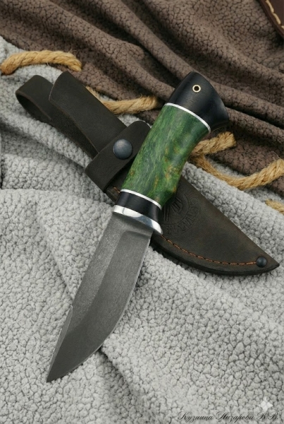 Нож Гепард х12мф черный граб стабилизированная карельская береза (зеленая)