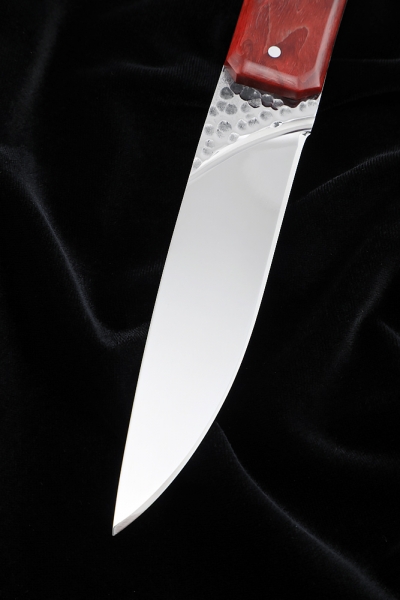 Нож №40 D2 цельнометаллический рукоять карельская береза красная