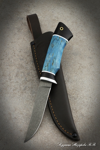 Knife Cardinal H12MF black hornbeam stabilized Karelian birch (blue)