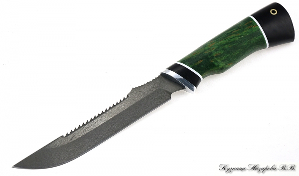 Нож Рыбак 2 х12мф черный граб стабилизированная карельская береза (зеленая)