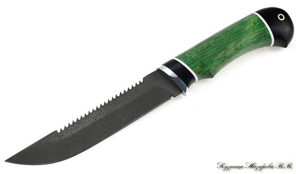 Нож Рыбак х12мф черный граб стабилизированная карельская береза (зеленая)