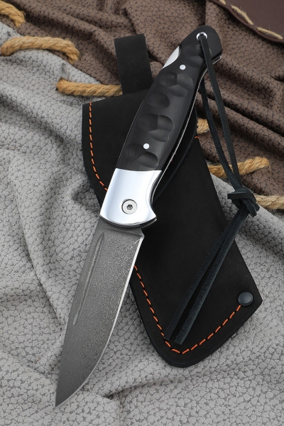 Folding knife Owl steel H12MF Lining Acrylic Black with duralumin