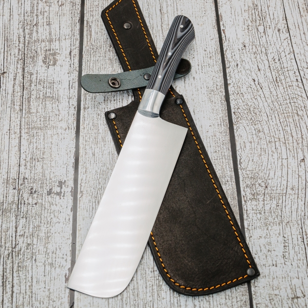 Нож Накири цельнометаллический 95х18 накладки G10 черная и серая (Распродажа)