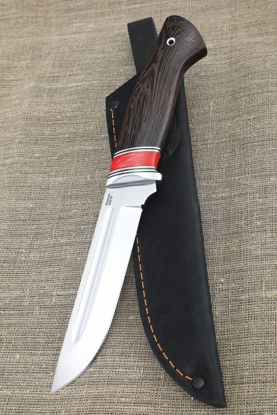 Нож Боец сталь N690 рукоять акрил красный и венге