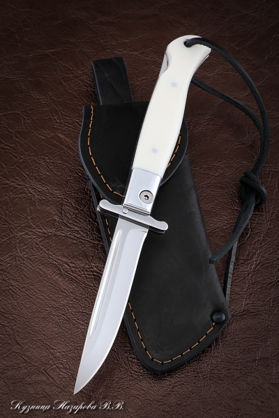 Нож Финка НКВД складная сталь булат полированный накладки акрил белый