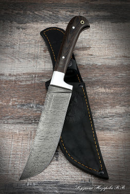 Uzbek Damascus all-metal knife wenge (inscription)