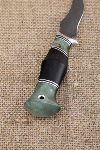 Нож Малыш-3, Х12МФ, рукоять карельская береза зеленая, черный граб