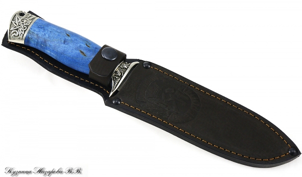 Нож Пехотинец булат мельхиор стабилизированная карельская береза (синяя)