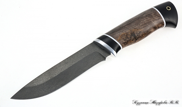 Нож Сокол х12мф черный граб стабилизированная карельская береза (коричневая)