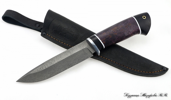 Нож Мурена х12мф черный граб стабилизированная карельская береза (фиолетовая)