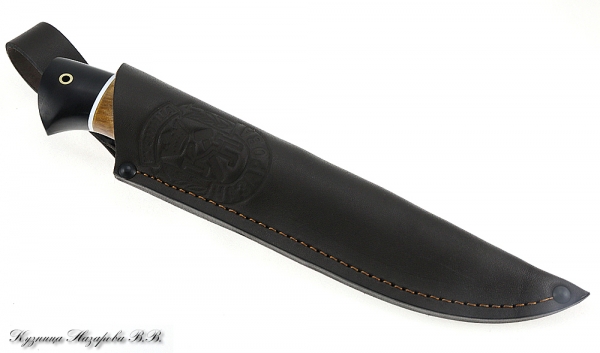 Нож Сокол х12мф черный граб стабилизированная карельская береза (янтарная)