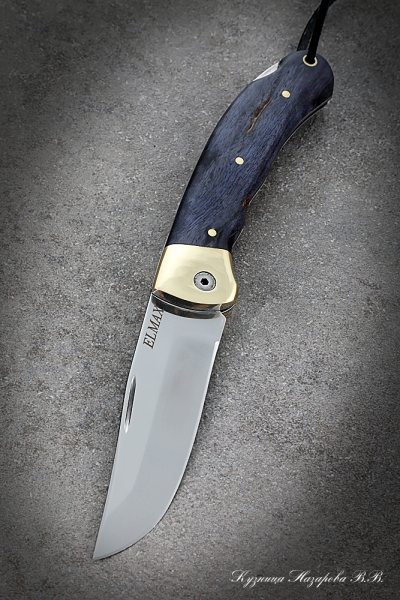 Нож складной Таежный сталь Elmax накладки стабилизированная карельская береза (фиолетовая)