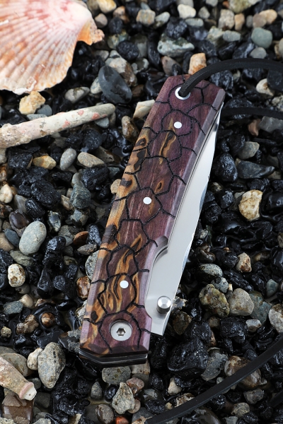 Нож складной Походный сталь Elmax рукоять карельская береза (фиолетовая) (Coutellia)