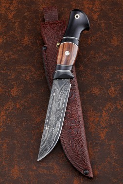Gadfly Damascus laminated knife with dale black hornbeam iron wood carbon