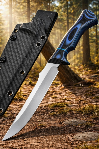Нож "Рыбак-2" сталь AUS-10, рукоять G10 синяя и черная с кайдексом