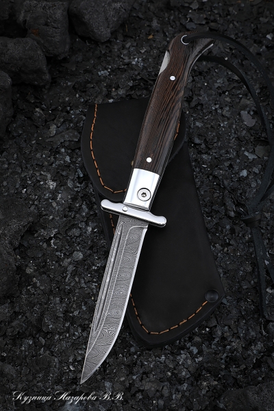 Нож Финка НКВД складная сталь дамаск накладки венге