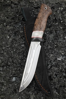 Knife Gadfly 2 Damascus stainless stone-dola carbon Karelian birch acrylic white