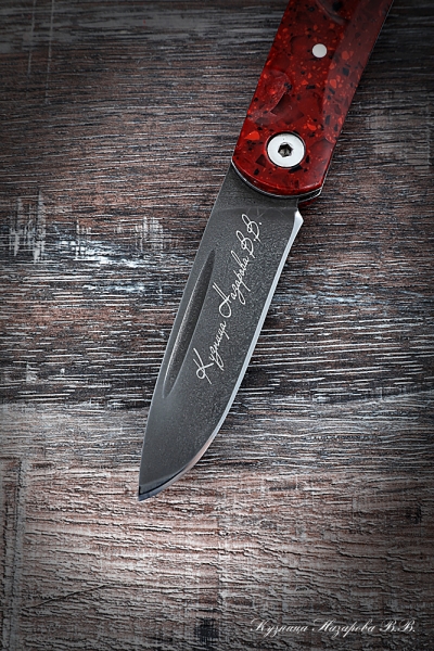 Folding Knife Lapwing steel H12MF Lining Acrylic Red