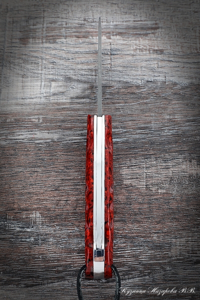 Нож складной Чибис сталь Х12МФ накладки акрил красный