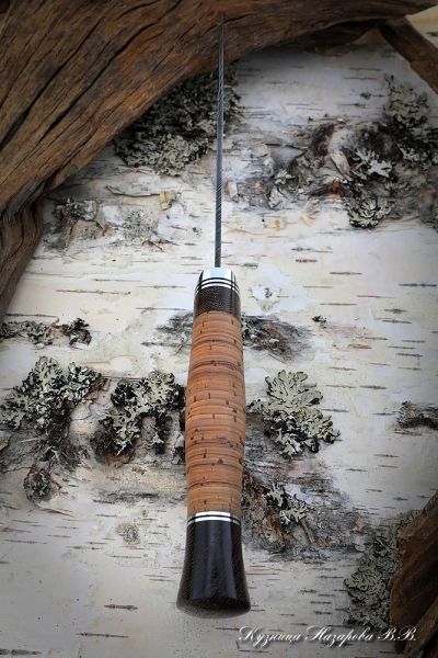 Нож Варан дамаск волнистый береста