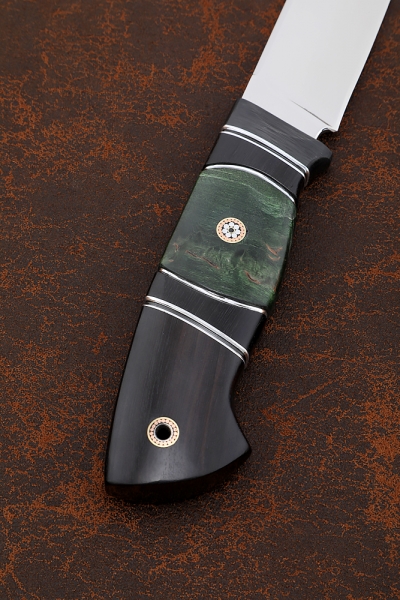 Нож Странник-2 Х12МФ рукоять карбон карельская береза зеленая черный граб