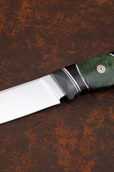 Нож Странник-2 Х12МФ рукоять карбон карельская береза зеленая черный граб