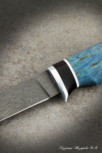 Нож охотничий Кардинал Х12МФ черный граб стабилизированная карельская береза (синяя)