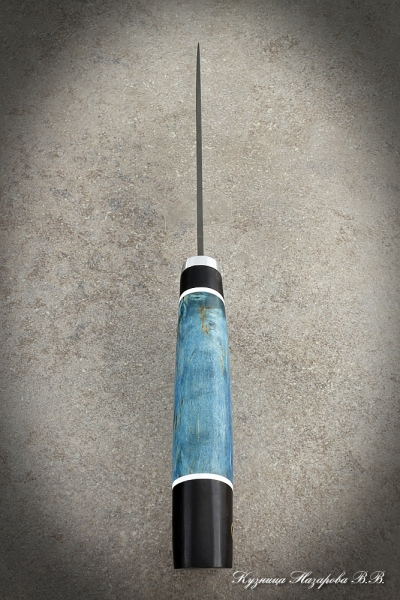 Нож охотничий Кардинал Х12МФ черный граб стабилизированная карельская береза (синяя)