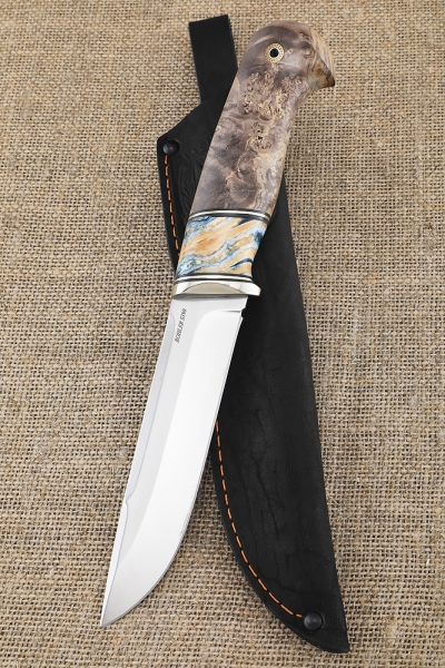 Нож Вепрь S390 рукоять зуб мамонта и карельская береза 2