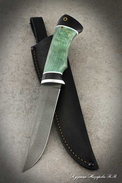 Нож охотничий Вепрь х12мф черный граб стабилизированная карельская береза (зеленая)