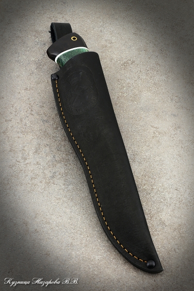 Hunting knife Boar H12MF black hornbeam stabilized Karelian birch (green)