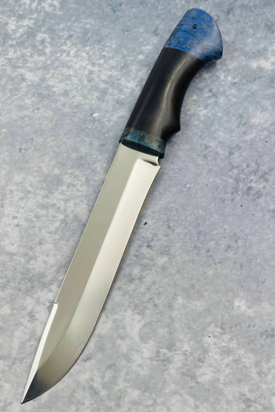 Нож "Спецназ" сталь х12мф, рукоять черный граб и карельская береза синяя (распродажа)