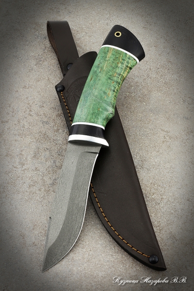 Hunting knife Gyrfalcon H12MF black hornbeam stabilized Karelian birch (green)
