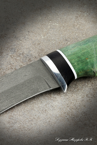 Hunting knife Gyrfalcon H12MF black hornbeam stabilized Karelian birch (green)
