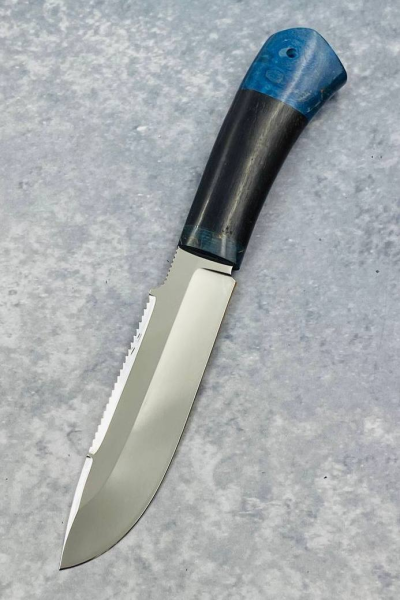 Нож "Таежный" сталь х12мф, рукоять черный граб и карельская береза синяя (распродажа)