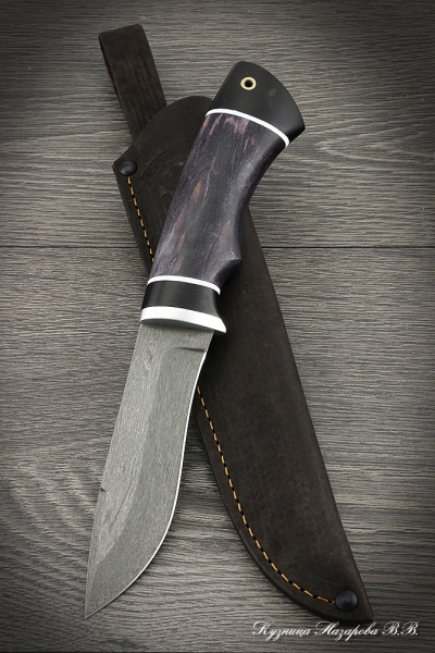 Нож охотничий Кречет х12мф черный граб стабилизированная карельская береза (фиолетовая)