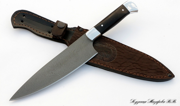 Кухонный нож Нож Шеф-повар средний Х12МФ черный граб дюраль