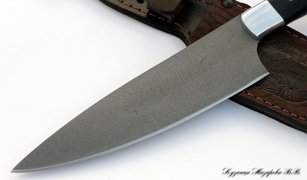 Кухонный нож Нож Шеф-повар средний Х12МФ черный граб дюраль