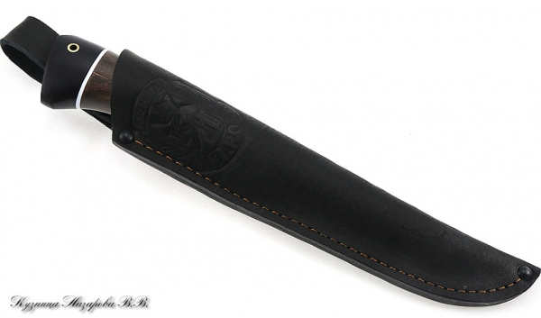 Нож Вепрь дамаск черный граб стабилизированная карельская береза (коричневая)