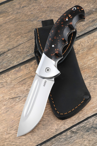 Складной нож "Орел" сталь N690, накладки акрил коричневый