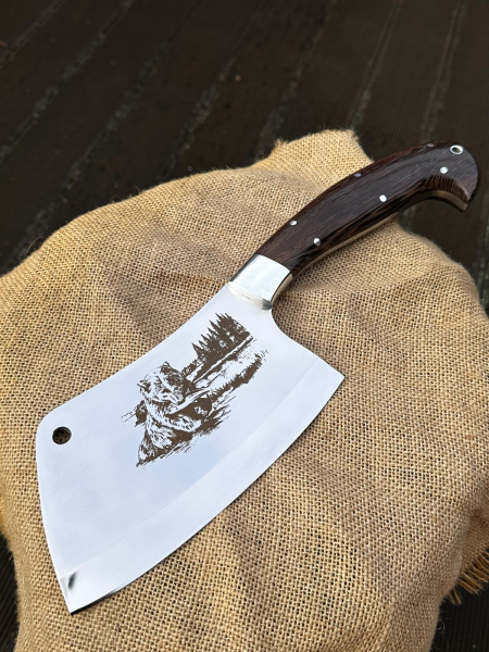 Тяпка 3 из стали 95х18 цельнометаллический с гравировкой, накладки венге