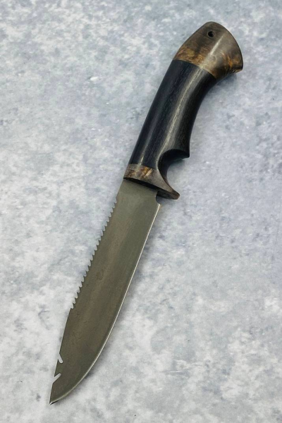 Нож "Рыбак-2" сталь х12мф, рукоять карельская береза коричневая и черный граб (распродажа)